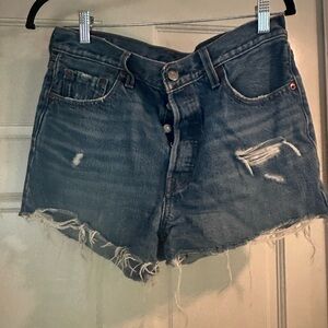 Levi's Blue Distressed Jean Shorts
